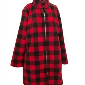 EUC D&CO Red Plaid Swag Coat with Zipper sz2X